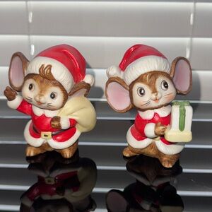 vintage Homco Christmas mice figurines, set #5405